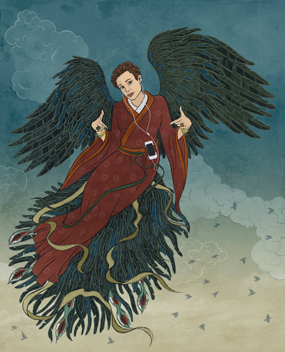 illustration angel kimono