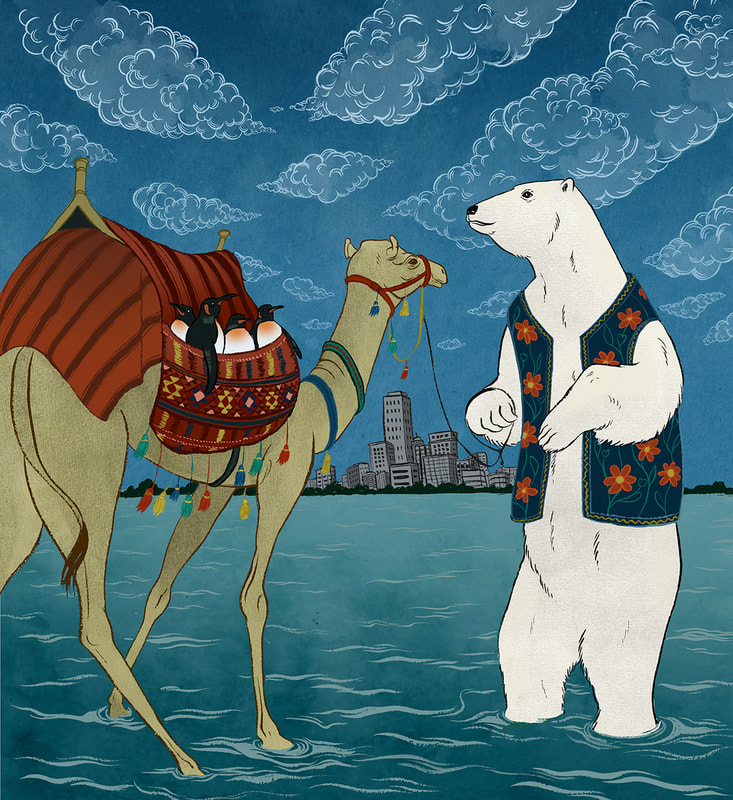 camel, ocean, sky, polar bear, penguin, environment, global warming